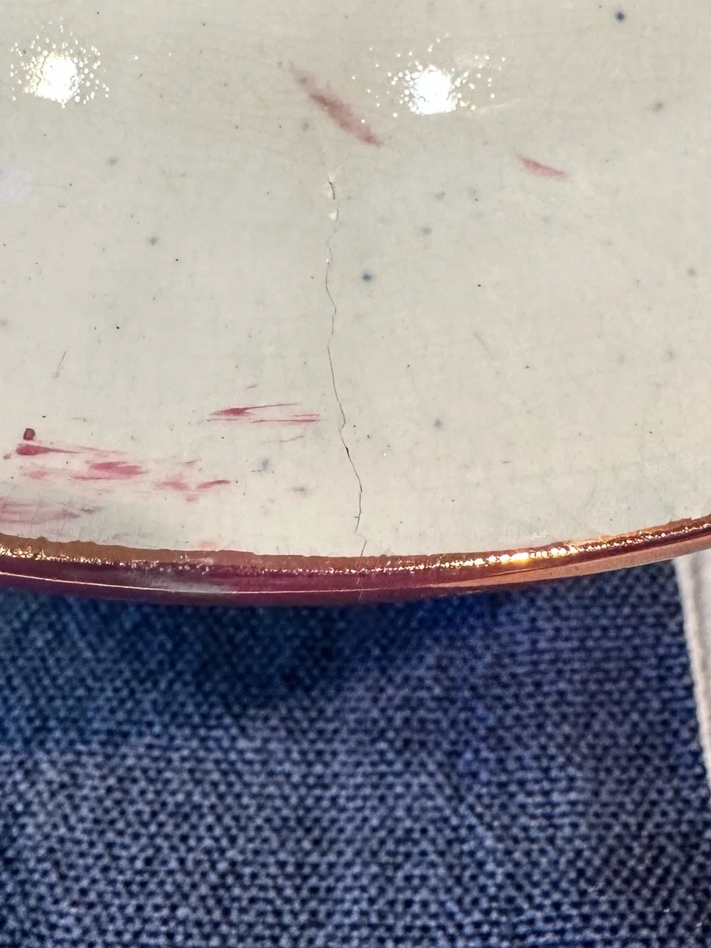 VTG Gaudy Welsh Set of 3 Plates-Hand Painted Oyster Pattern Pink Luster-1800s